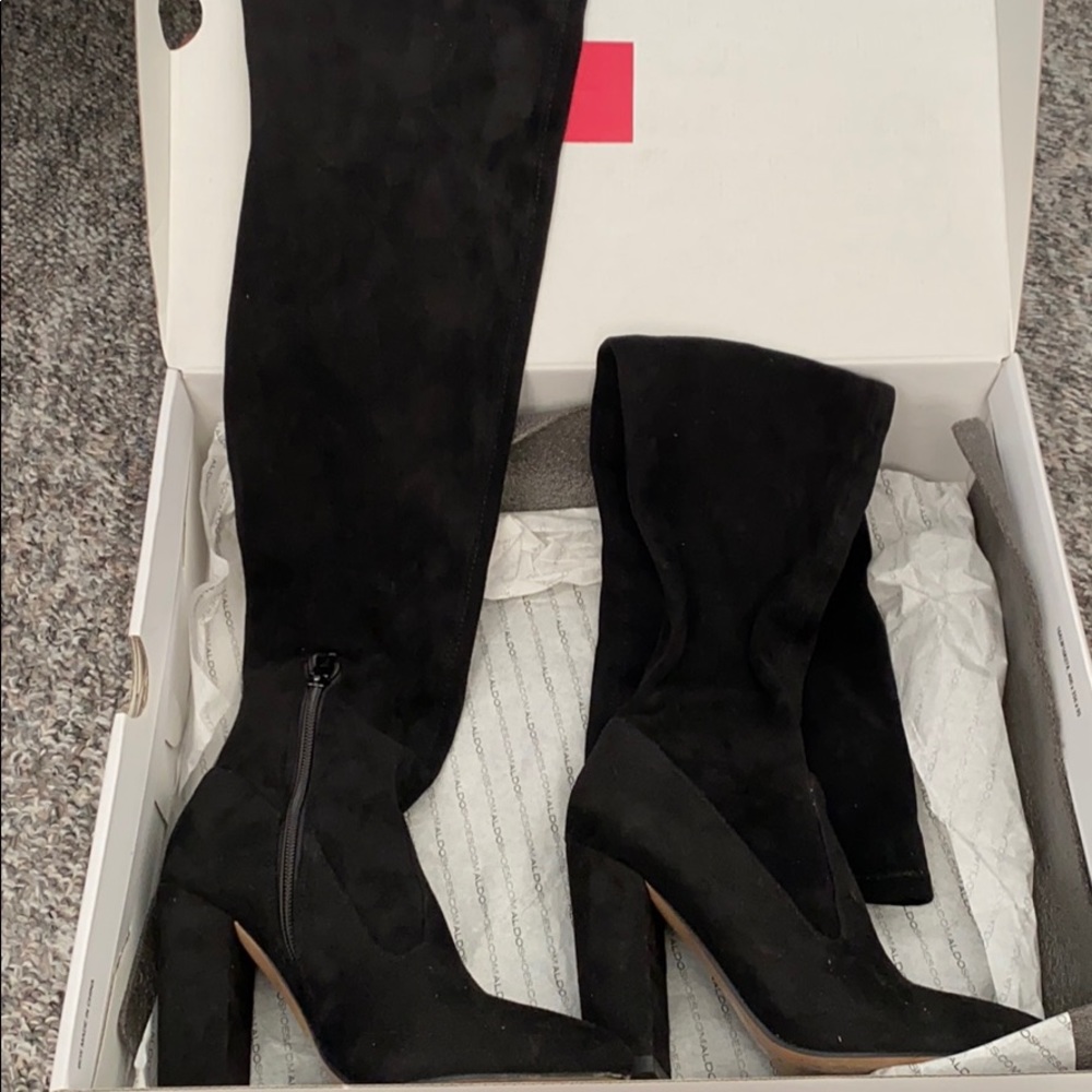 Aldo black suede thigh high boots